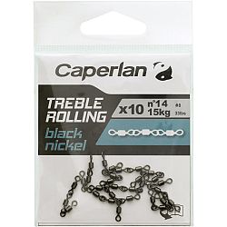 CAPERLAN Trojitý rybársky obrtlík Treble Rolling black nickel 10 ks 14