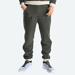 DECATHLON Detské džogingové nohavice na zips s jednoduchým obliekaním z biobavlny čierne khaki 5-6 r (113-122 cm)