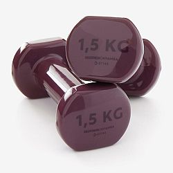 DOMYOS ČINKY NA FITNESS 2 × 1,5 KG BORDOVÉ fialová 1,5 kg