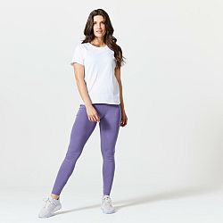 DOMYOS Dámske legíny na fitnes Slim Fit+ 500 fialové modrá S (W28 L31)