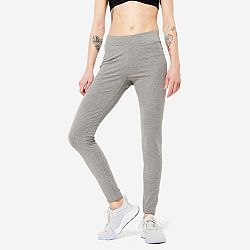 DOMYOS Dámske legíny na fitnes Slim Fit+ 500 sivé šedá 2XL (W38 L31)