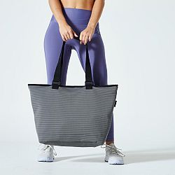 DOMYOS Taška na fitness 25 l obojstranná sivá khaki 25 l