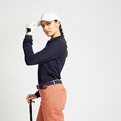 INESIS Dámska golfová polokošeľa s dlhým rukávom MW500 tmavomodrá 2XL