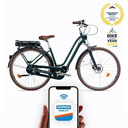 Mestský elektrický bicykel Elops 920 E Connect tmavozelený tyrkysová L-XL