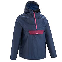 QUECHUA Detská turistická pláštenka MH100 7-15 rokov tmavomodro-ružová modrá 10-12 r (141-154 cm)