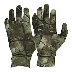 SOLOGNAC Poľovnícke tenké rukavice 100 strečové maskovanie Treemetic khaki ML