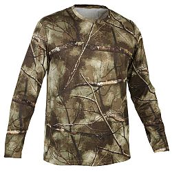 SOLOGNAC Priedušné poľovnícke tričko 100 s dlhým rukávom maskovanie Treemetic khaki 2XL