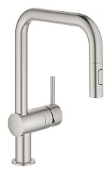 Drezová batéria Grohe MINTA s vyťahovacou spŕškou, 2 prúdy supersteel 32322DC2