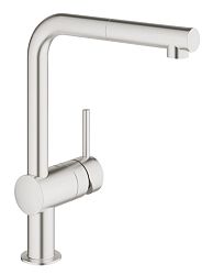 Drezová batéria Grohe Minta s vyťahovacou sprškou supersteel 32168DC0