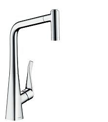 Drezová batéria Hansgrohe Metris s vyťahovacou spŕškou, 2 prúdy chróm 73824000