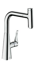 Drezová batéria Hansgrohe Metris Select M71 s vytahovací sprškou chrom 14857000