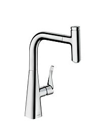 Drezová batéria Hansgrohe Metris Select M71 s vyťahovacou sprškou chróm 73802000