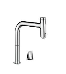 Drezová batéria Hansgrohe Metris Select M71 s vyťahovacou sprškou chróm 73818000