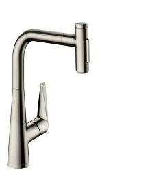 Drezová batéria Hansgrohe Talis s vyťahovacou spŕškou, 2 prúdy vzhled nerezu 72823800