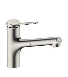 Drezová batéria Hansgrohe Zesis s vyťahovacou spŕškou, 2 prúdy nerez 74800800