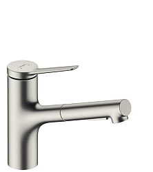 Drezová batéria Hansgrohe Zesis s vyťahovacou spŕškou, 2 prúdy nerez 74803800