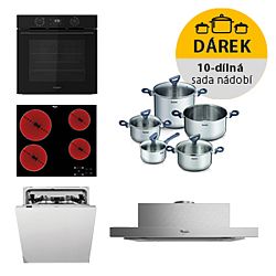 Whirlpool rúra OMK58CU1SB + varná doska AKT8090NE + umývačka riadu WIC3C26F + odsávač pár AKR7491NB