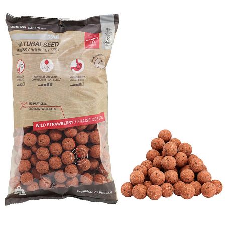 CAPERLAN Boilies na lov kapra NaturalSeed 24 mm 2 kg Jahoda