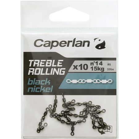 CAPERLAN Trojitý rybársky obrtlík Treble Rolling black nickel 10 ks 18