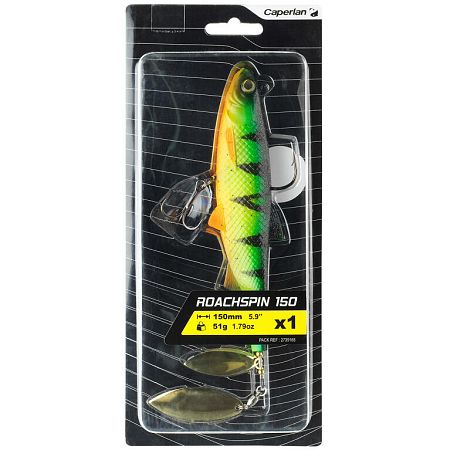 CAPERLAN Umelá nástraha typu Shad s lístkami Roachspin 150 Firetiger zelená