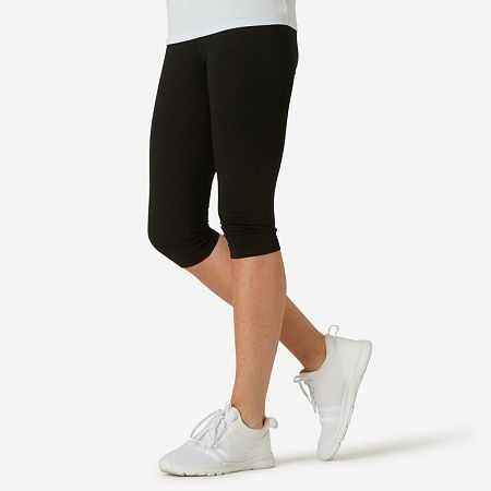 DOMYOS Dámske 3/4 legíny 500 Slim na džoging a fitnes čierne XS (W26 L30)