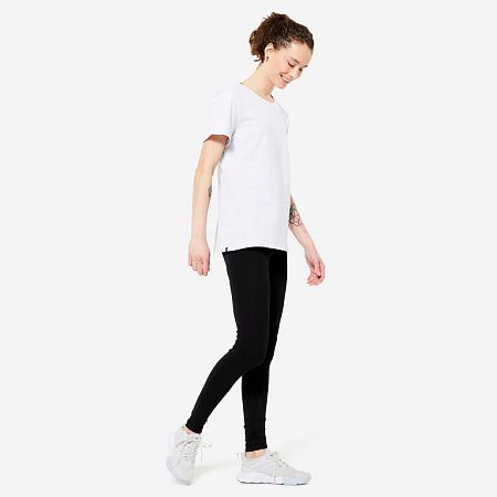 DOMYOS Dámske legíny na fitness Slim Fit+ 500 čierne 2XL (W38 L31)