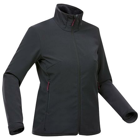 FORCLAZ Dámska hrejivá a vetruvzdorná softshellová bunda Trek 100 WindWarm čierna 2XL