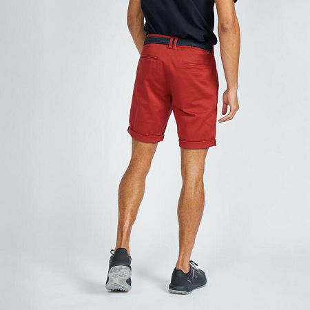 INESIS Pánske golfové chino šortky MW500 tmavočervené 2XL