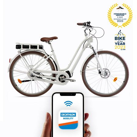 Mestský elektrický bicykel Elops 920 E Connect biely S-M