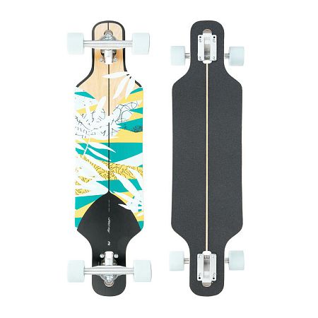 OXELO Longboard Drop 100 Mini Floral zelená