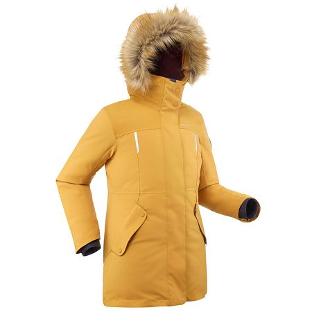 QUECHUA Detská turistická parka - bunda SH900 do -17 °C hrejivá a nepremokavá 7-15 rokov okrová 12-13 r (149-159 cm)