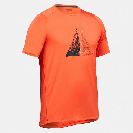 QUECHUA Pánske turistické tričko MH500 s krátkym rukávom červená 2XL