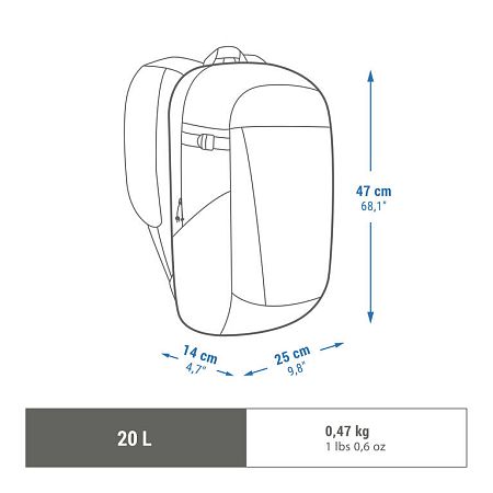 QUECHUA Turistický batoh NH Arpenaz 100 20 l modrý 20 l