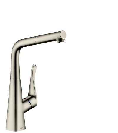 Drezová batéria Hansgrohe Metris M71 s vyťahovacou sprškou vzhľad nerezu 14821800