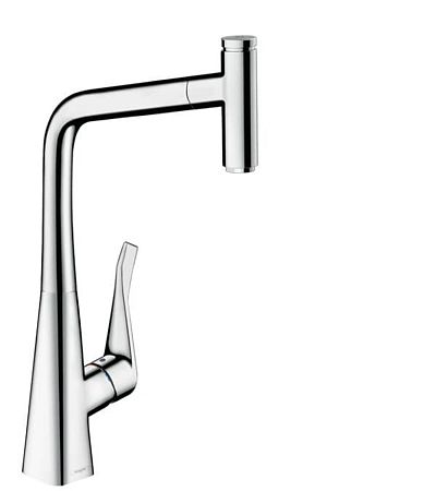 Drezová batéria Hansgrohe Metris s vyťahovacou sprškou chróm 73803000