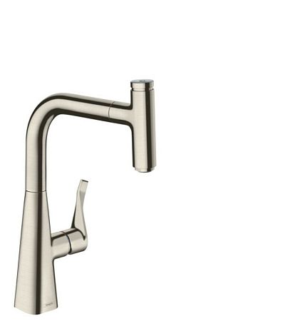 Drezová batéria Hansgrohe Metris Select M71 s vytahovací sprškou vzhled nerezu 14857800