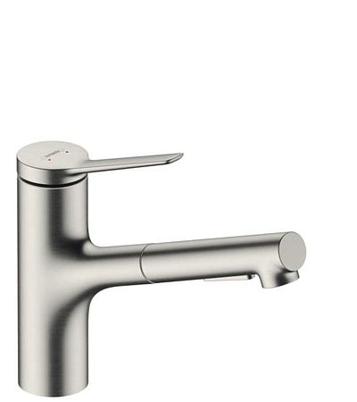 Drezová batéria Hansgrohe Zesis s vyťahovacou spŕškou, 2 prúdy nerez 74803800