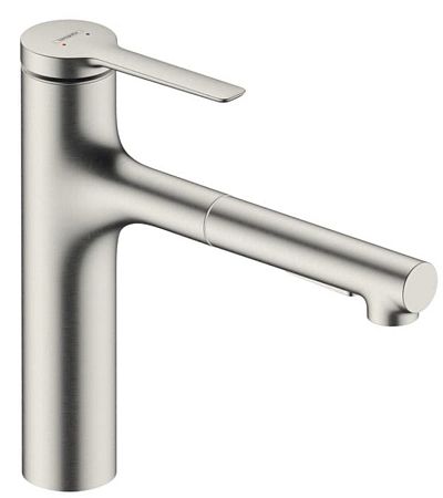 Drezová batéria Hansgrohe Zesis s vyťahovacou spŕškou, 2 prúdy nerez 74804800