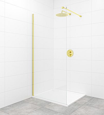 Sprchová zástena Walk-in 90 cm SAT vo farbe profilu zlatá lesk SATBWI90PRZ