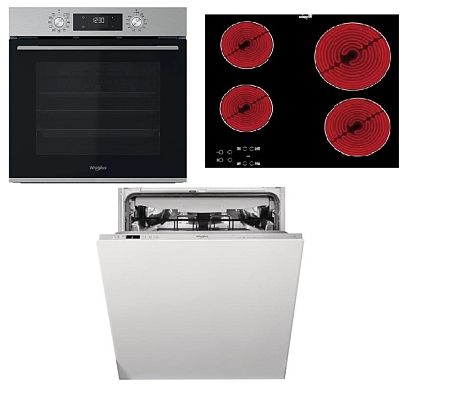 Whirlpool rúra OMK58CU1SX + sklokeramická varná doska AKT8090NE + vstavaná umývačka riadu WIC3C26F SETWH24